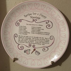 “Recipe for a happy marriage” plate
